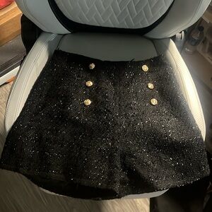Elegant Black Women's high waisted Shorts with Gold Buttons